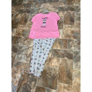 Secret Treasures Pajamas Set XL 16-18 Coffee Makes everything Possible